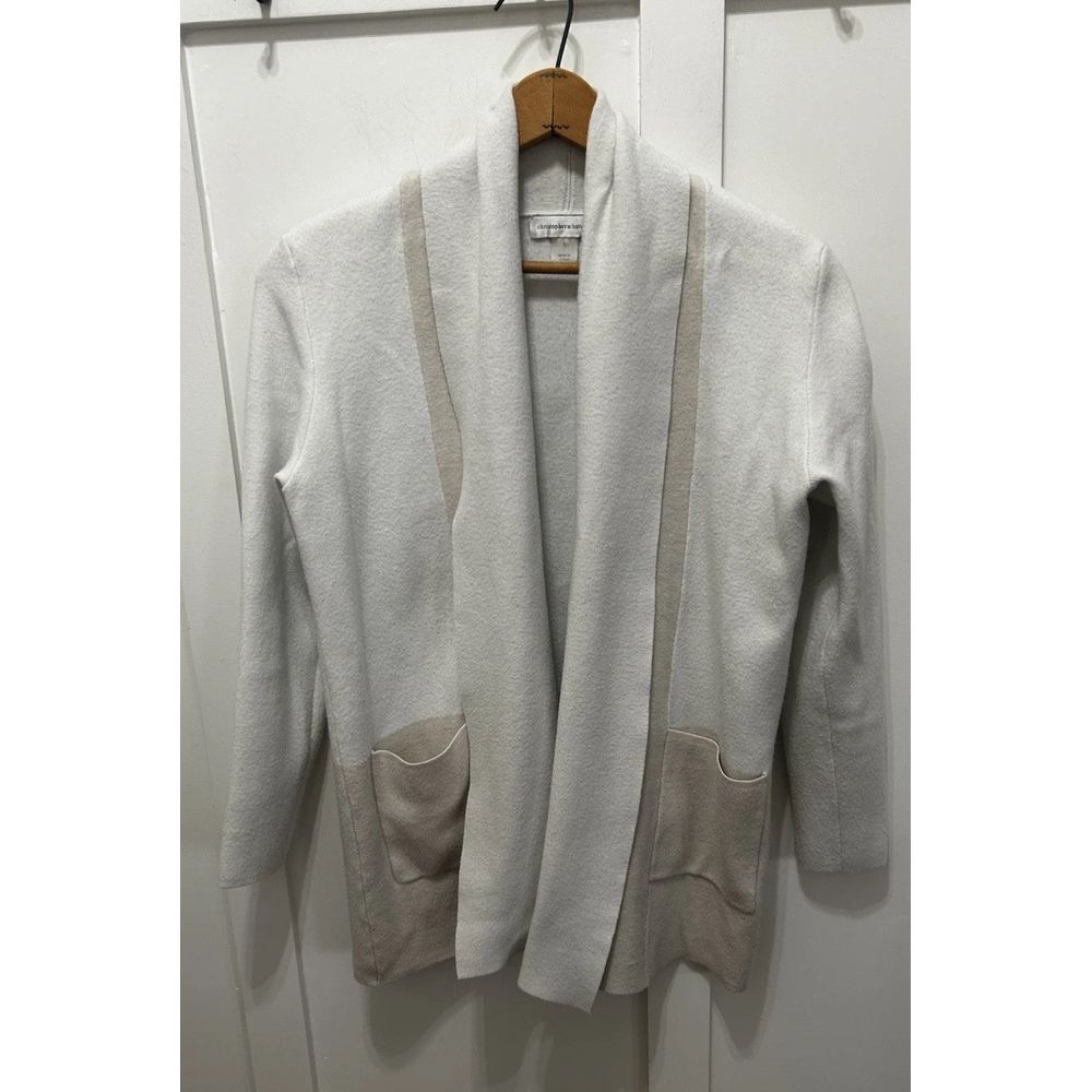 Christopher & Banks Ivory Tan‎ No Iron Open Front Cardigan Stretchy Small